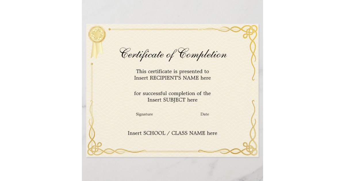 CERTIFICATE OF COMPLETION | Zazzle