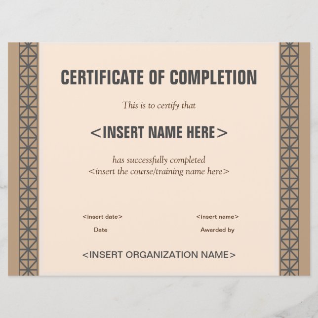 Certificate of Completion (Front)