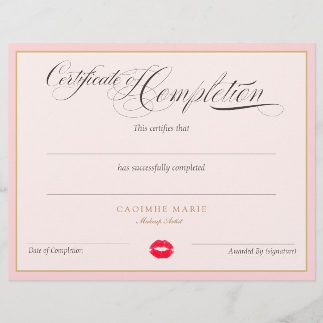 Certificate of Completion Award (Front)