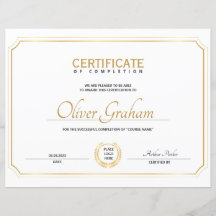 Certificate of Completion Award