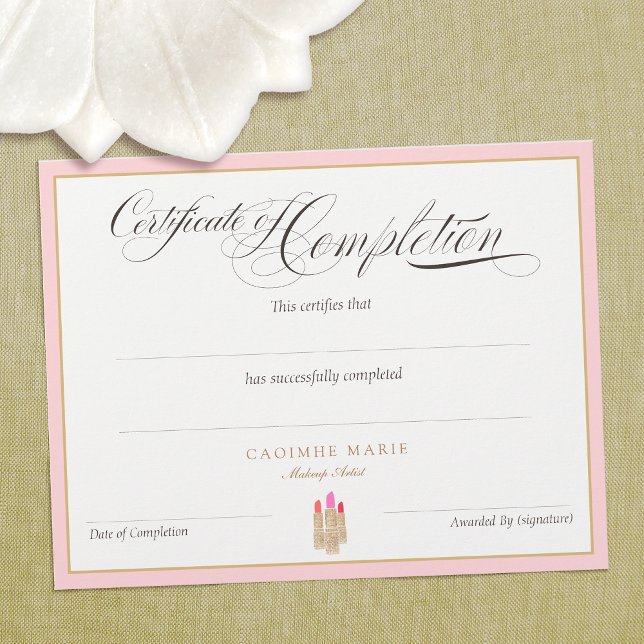 Certificate of Completion Award (Award certificate for beauty school student -  cosmetologist , makeup artist )