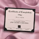 Certificate of Completion Award Black & Pink<br><div class="desc">Black & Pink Certificate of Completion Awards.</div>
