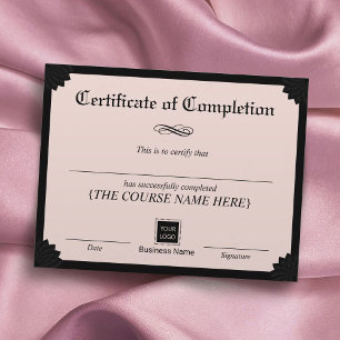 Certificate of Completion Award Black & Pink