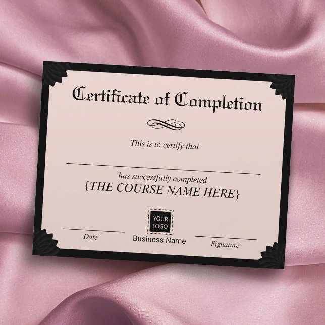 Certificate of Completion Award Black & Pink (Creator Uploaded)