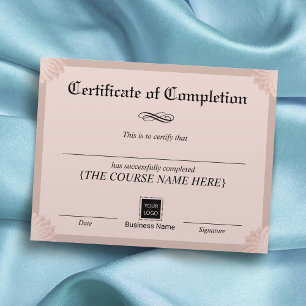 Certificate of Completion Award Blush Pink