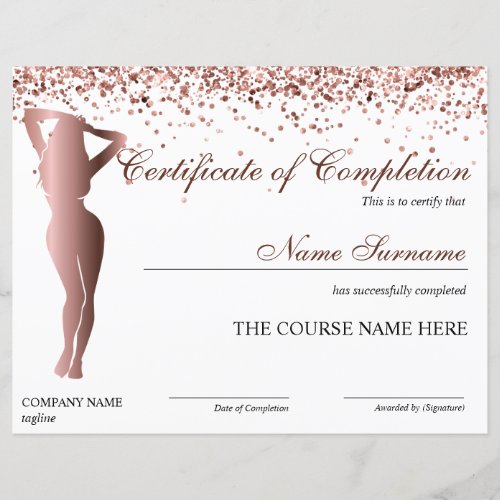 Certificate of Completion Award Body Sculpting