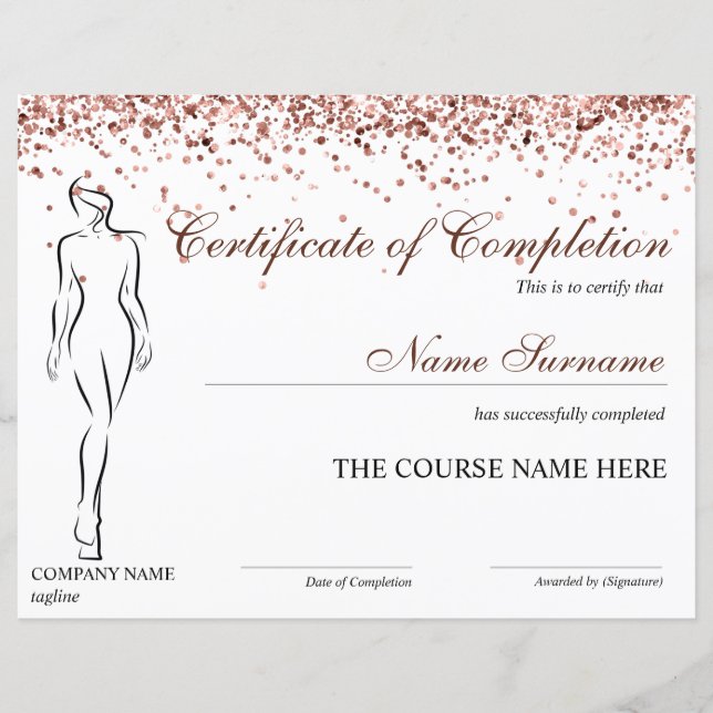 Certificate of Completion Award Body Sculpting (Front)