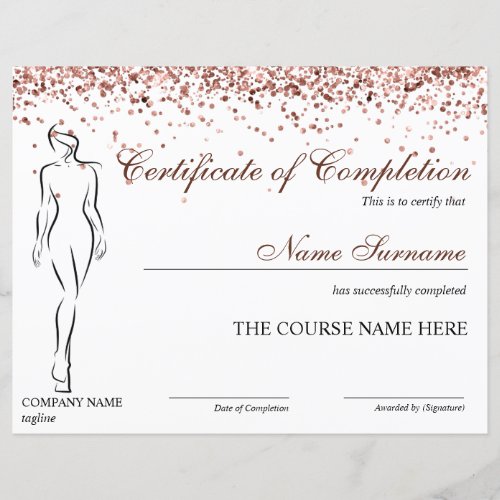 Certificate of Completion Award Body Sculpting
