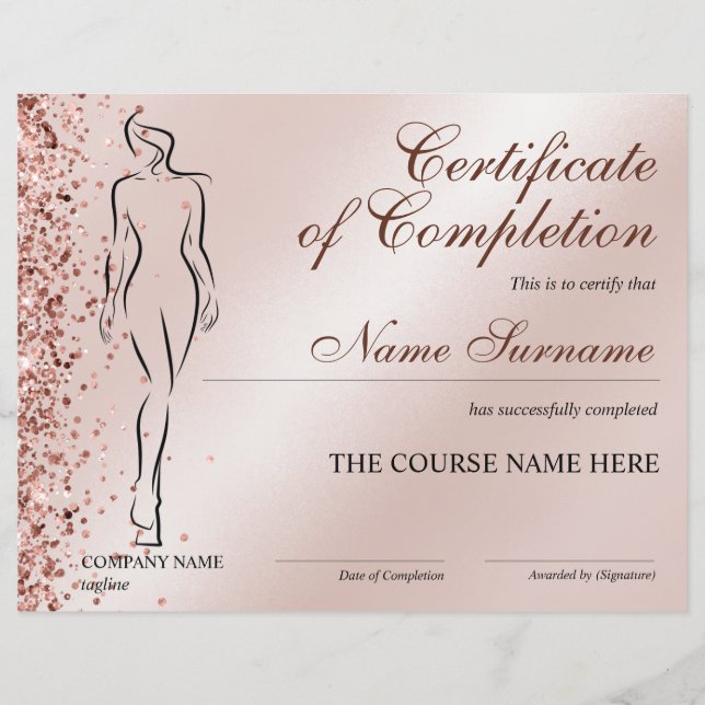 Certificate of Completion Award Body Sculpting (Front)