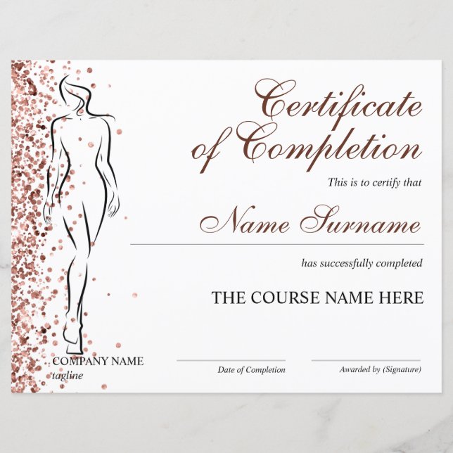 Certificate of Completion Award Body Sculpting (Front)