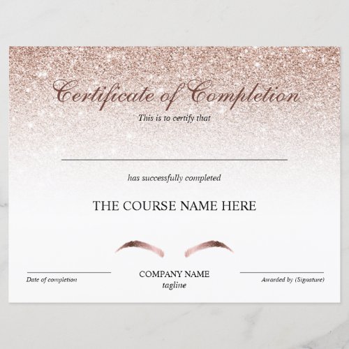 Certificate of Completion Award Brows Course