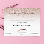 Certificate of Completion Award Brows Course<br><div class="desc">Certificate of Completion Makeup artist Wink Eye Beauty Salon Lash Extension Course Completion for Brows courses</div>