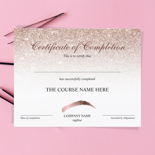 Certificate of Completion Award Brows Course