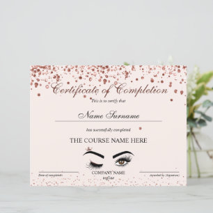 Certificate of Completion Award Brows Lash Course