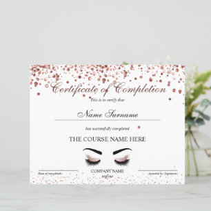 Certificate of Completion Award Brows Lash Course