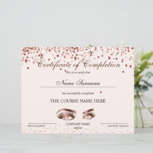 Certificate of Completion Award Brows Lash Course