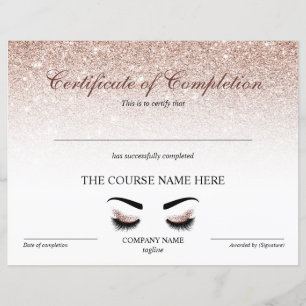 Certificate of Completion Award Brows Lash Course