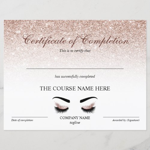 Certificate of Completion Award Brows Lash Course