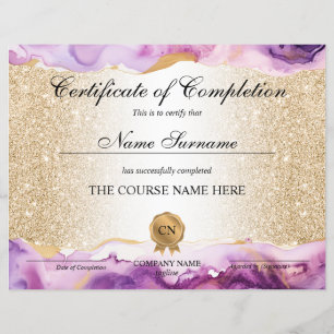Certificate of Completion Award Course Beauty