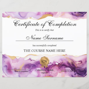 Certificate of Completion Award Course Beauty