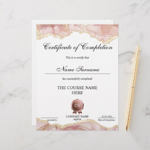 Certificate of Completion Award Course Completion