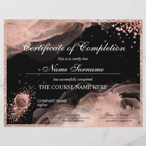 Certificate of Completion Award Course Completion