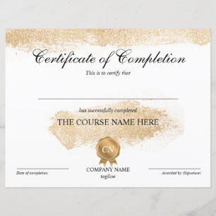 Certificate of Completion Award Course Completion