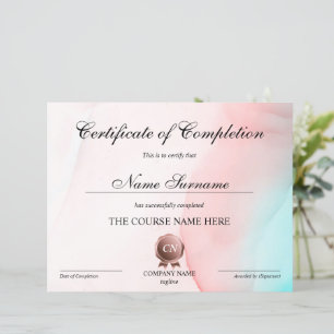 Certificate of Completion Award Course Completion