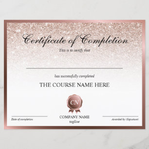 Certificate of Completion Award Course Completion