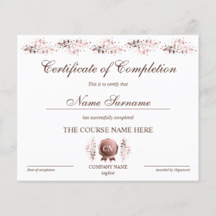 Certificate of Completion Award Course Completion