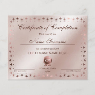 Certificate of Completion Award Course Completion