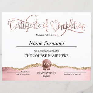 Certificate of Completion Award Course Completion