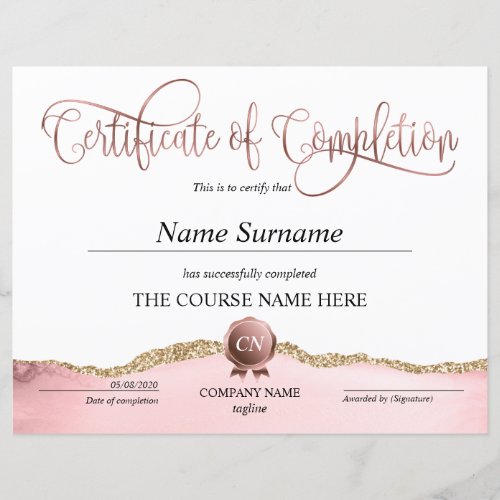 Certificate of Completion Award Course Completion