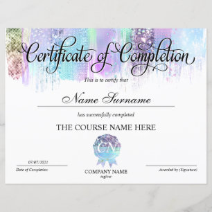 Certificate of Completion Award Course Completion