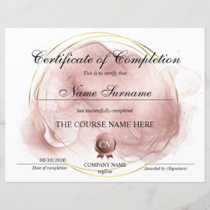 Certificate of Completion Award Course Completion