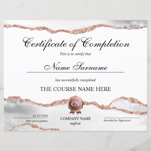 Certificate of Completion Award Course Completion