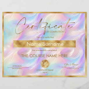 Certificate of Completion Award Course Completion