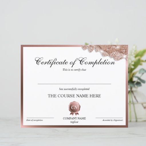 Certificate of Completion Award Course Completion | Zazzle