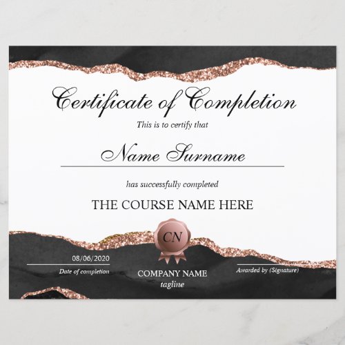 Certificate of Completion Award Course Completion