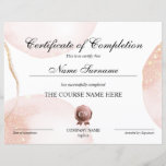 Certificate of Completion Award Course Completion<br><div class="desc">Makeup artist Wink Eye Beauty Salon Lash Extension Course Completion with abstract blush pink watercolor</div>