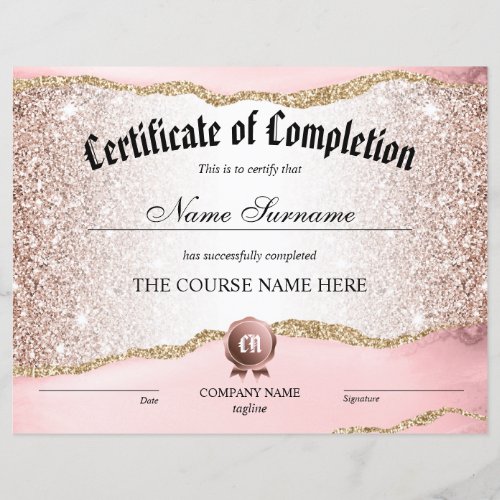 Certificate of Completion Award Course Completion