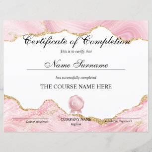 Certificate of Completion Award Course Completion