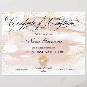 Certificate of Completion Award Course Completion