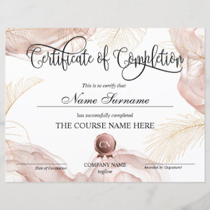 Certificate of Completion Award Course Completion