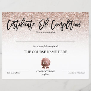 Certificate of Completion Award Course Completion