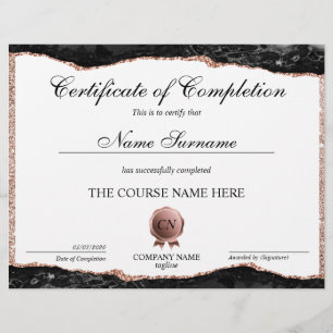 Certificate of Completion Award Course Completion