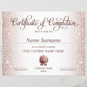 Certificate of Completion Award Course Completion