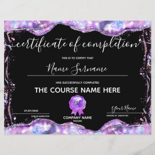 Certificate of Completion Award Course Completion