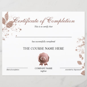 Certificate of Completion Award Course Completion