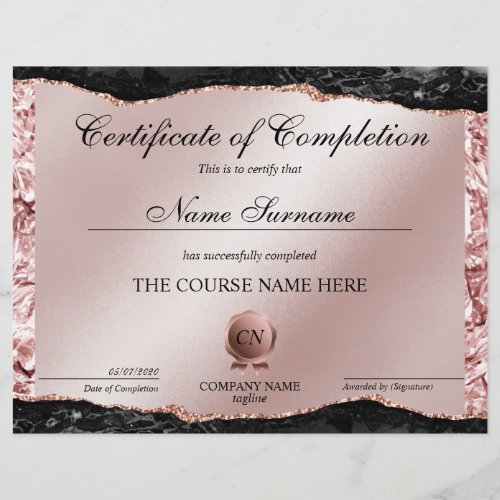 Certificate of Completion Award Course Completion